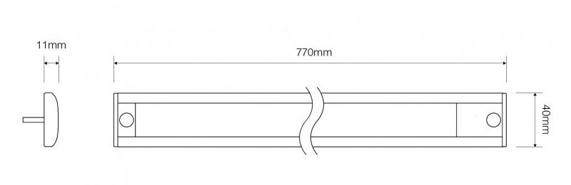 LED Autolamps 40 Series 24V LED Interior Strip Light | 770mm | 800lm | Black | Switched - [40770-24] - Line Drawing