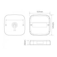 LED Autolamps 99 Series 12V Square LED Rear Combination Light w/ Reflex | 107mm | Number Plate | Pack of 2 - [99ARL2] - Line Drawing