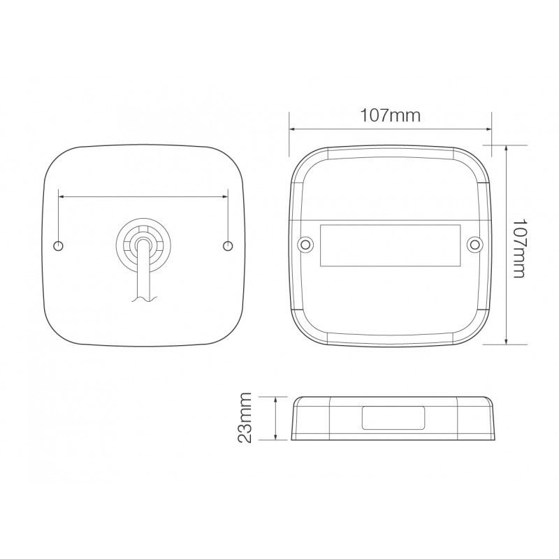 LED Autolamps 99 Series 12V Square LED Rear Combination Light w/ Reflex | 107mm | Number Plate | Pack of 2 - [99ARL2] - Line Drawing