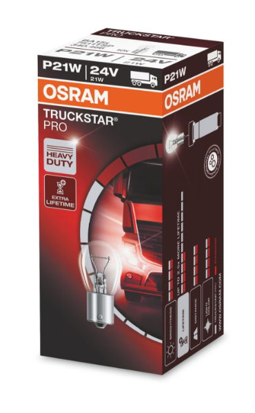 Osram Truckstar Pro HD 241 P21W Halogen Bayonet Bulb BA15s | 24V | 21W | Pack of 1 - [7511TSP]