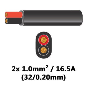 DBG 16.5A (1mm²) BLACK/RED Flat Twin Core Thin Wall Automotive Cable | 100m - [540.4202HT/100B]