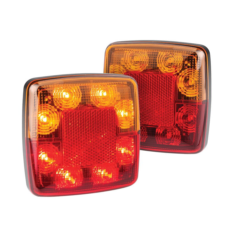 LED Autolamps 98 Series 12V Square LED Rear Combination Lights w/ Reflex | 100mm