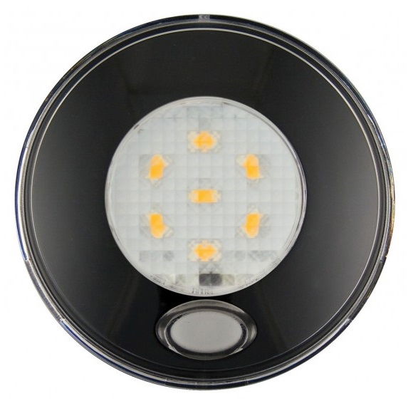 LED Autolamps 79BWR24 (79mm) WHITE 7-LED Round Interior Light with SWITCH BLACK Bezel 82lm 24V