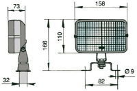 J.W. Speaker 90900 BULB Rectangle Work Light (FLOOD) w/ Grill (Cable Entry) 12/24V