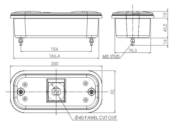 Perei CRL300 LED Rear Combination Light - [CRL301SZZ-4-2-AA] - Dimensions