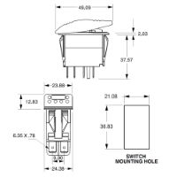Carling V-Series Rocker Switch Base | 12V | Momentary (ON)/OFF | SP | 2xLED Green/Amber (L/L) | Pack of 1 - [273.269]