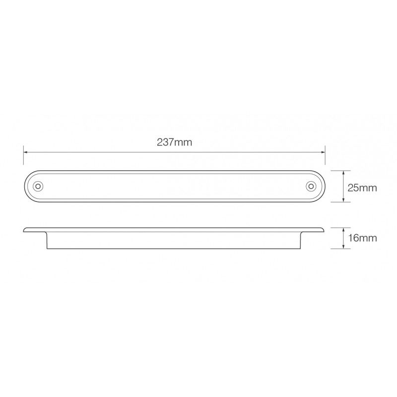 LED Autolamps 235 Series 24V Slim-line LED S/T/I Light | 237mm | Black | Fly Lead - [235BSTI24] - Line Drawing