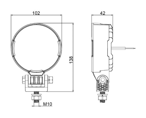 DBG 6-LED Round Work Light | Flood Beam | 2300lm | Fly Lead - [711.055]