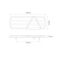 LED Autolamps EU390 Series 12/24V LED Rear Combination Light w/ Triangle Reflex | 390mm | Right - [EU390R] - Line Drawing