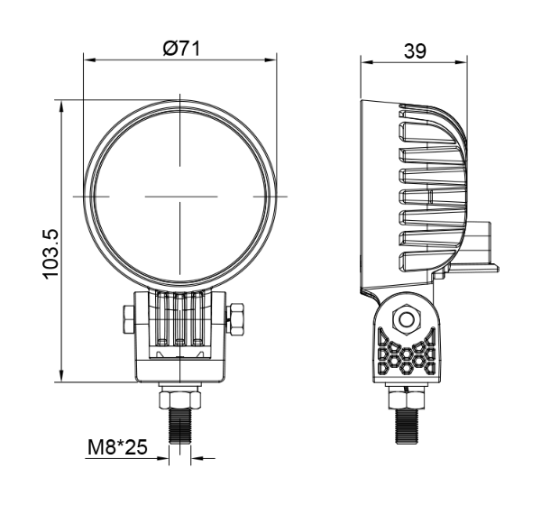 DBG 4-LED Round Work Light | Flood Beam | 1300lm | Fly Lead - [711.053]