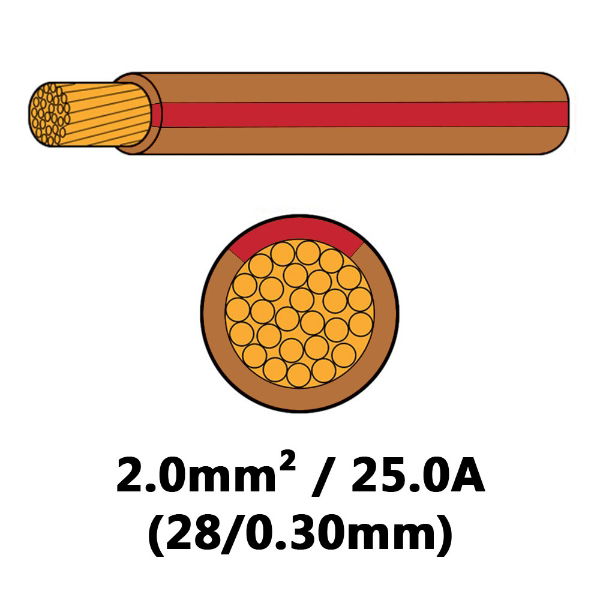 DBG 25A (2mm²) BROWN/RED Single Core Thin Wall Automotive Cable | 100m - [540.4104HT/100NR]