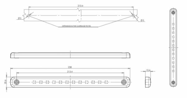 WAS 728 LW10 238mm 12-LED Interior Strip Light 300lm 12V