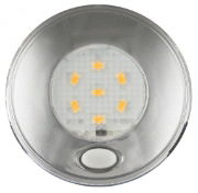 LED Autolamps 79SWR12 (79mm) WHITE 6-LED Round Interior Light with SWITCH SILVER Bezel 70lm 12V