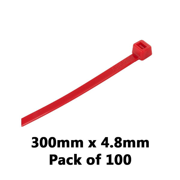DBG 460.8112/100R RED 300x4.8mm Nylon Cable Ties - Pack of 100