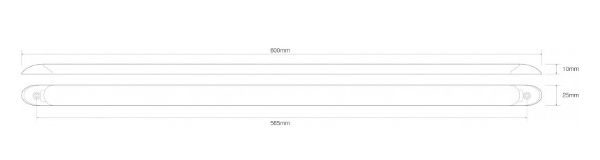LED Autolamps 10 Series 24V LED Interior Strip Light | 600mm | 670lm | Un-Switched | Clear/White - [10121-24] - Line Drawing