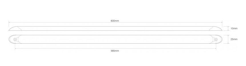 LED Autolamps 10 Series 24V LED Interior Strip Light | 600mm | 670lm | Un-Switched | Clear/White - [10121-24] - Line Drawing