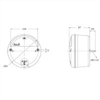 Rubbolite M811 Series 12/24V Round S/T/I Light | 140mm | Cable Entry - [811/09/00] - Line Drawing