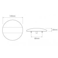 LED Autolamps EU140 Series 12/24V Round LED Rear Combination Light | 140mm | Fly Lead | Left/Right | S/T w/ Fog - [EU140TFM] - Line Drawing