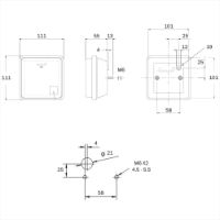 Rubbolite M311 Series 12/24V Square LED Rear Fog Light | 111mm | Cable Entry - [311LED/01/06] - Line Drawing