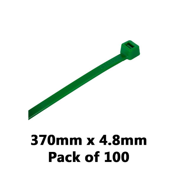 DBG 460.8114/100G GREEN 370x4.8mm Nylon Cable Ties - Pack of 100