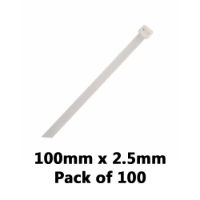 DBG 460.8104/100W WHITE 100x2.5mm Nylon Cable Ties - Pack of 100