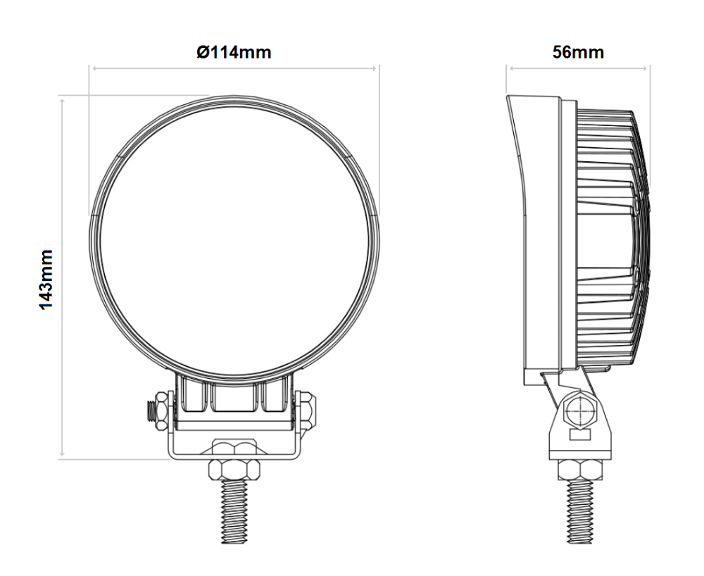 DBG 8-LED Round Work Light | Flood Beam | 1920lm | Fly Lead | Pack of 1 - [711.031]