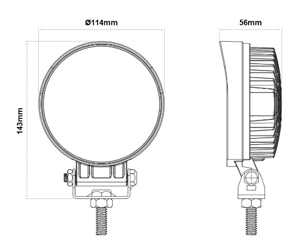 DBG 8-LED Round Work Light | Flood Beam | 1920lm | Fly Lead | Pack of 1 - [711.031]