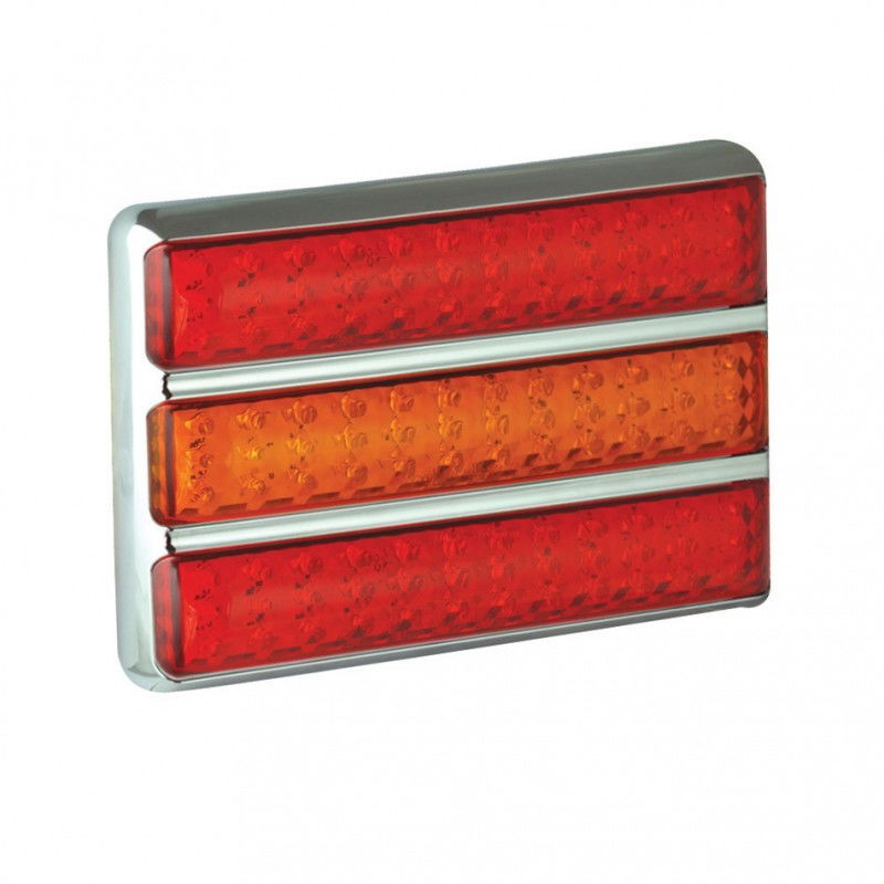 LED Autolamps 200 Series Triple 12/24V Slim-line LED Rear Combination Light | 200mm | Chrome | S/T/I - [200CARRME]