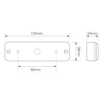 LED Autolamps 135 Series 12/24V Slim-line LED Reverse Light | 135mm | Surface | Fly Lead - [135WME] - Line Drawing