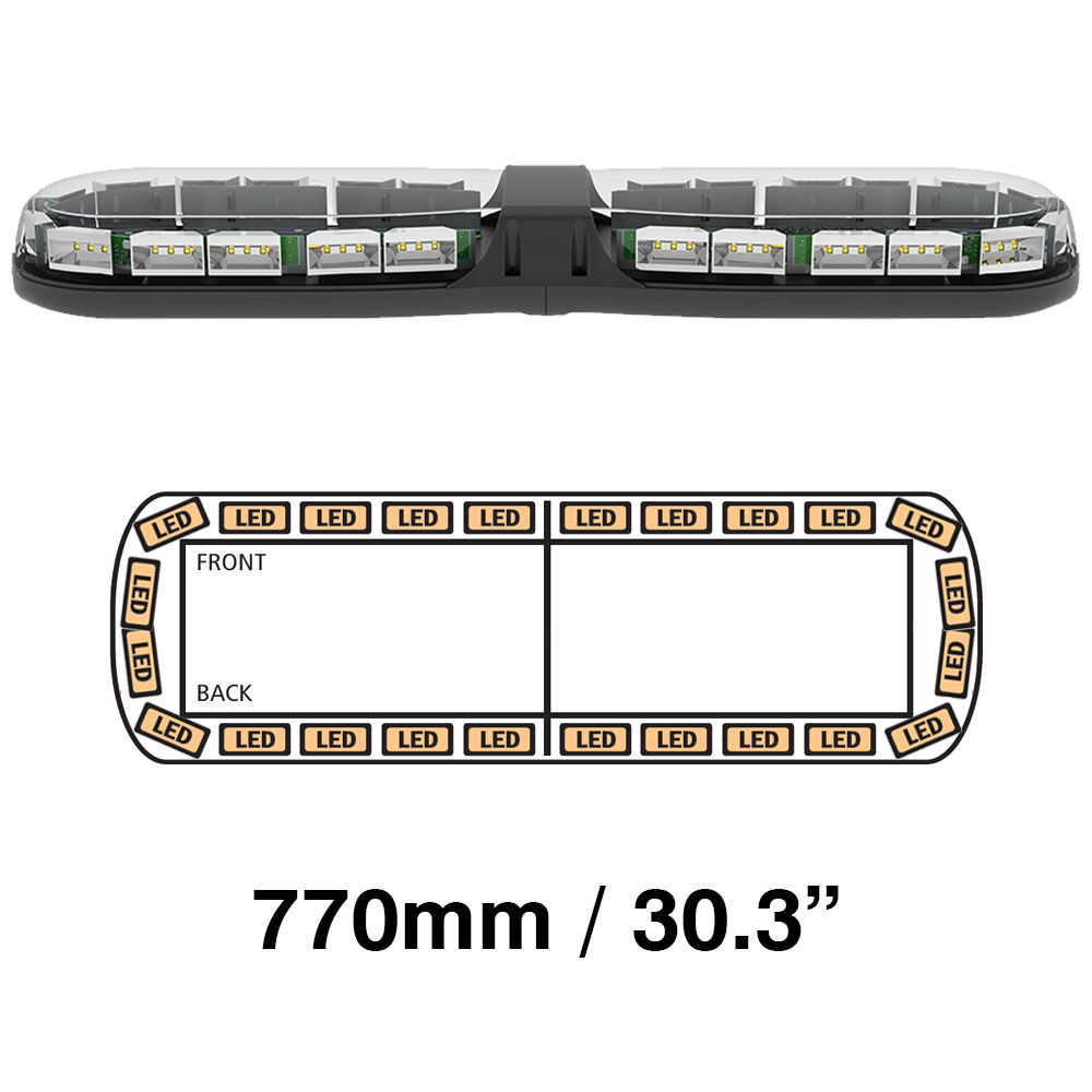 ECCO 13 Series 770mm LED R65 Amber/Clear 24 Module Lightbar [13-00002-E]