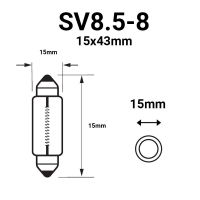 265A SV8.5-8 Festoon Bulb 15x43mm | 12V | 10W | Pack of 10 - [100.265A]