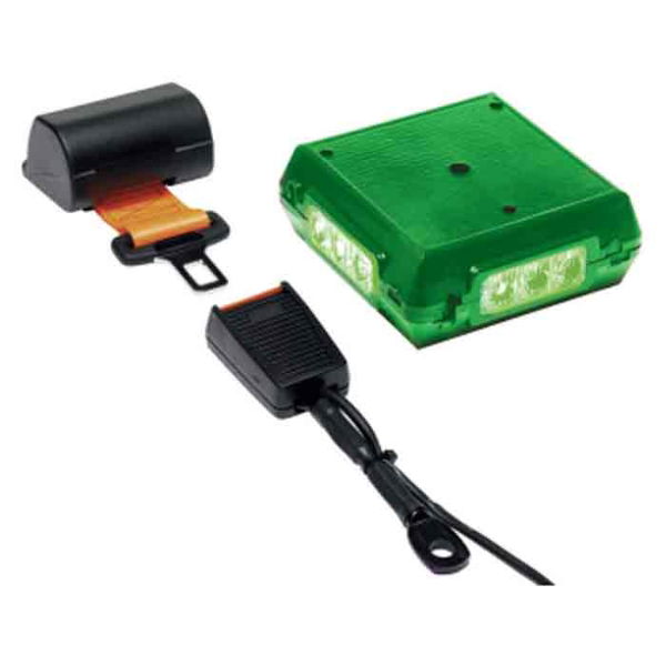 Amber Valley Green Beacon Seat Belt Kit | Fixed Buckle | Retracting | Two Point | Greeneyes Single Bolt Beacon - [AVSBW1LEDG]