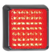 LED Autolamps 100 Series 12/24V Square LED Stop/Tail Light | 100mm | Fly Lead | Black - [100RME]