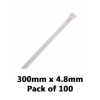 DBG 460.8112/100W WHITE 300x4.8mm Nylon Cable Ties - Pack of 100