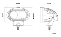 DBG 2-LED Compact Oval Work Light | Flood Beam | 900lm | Fly Lead | Pack of 1 - [711.044]