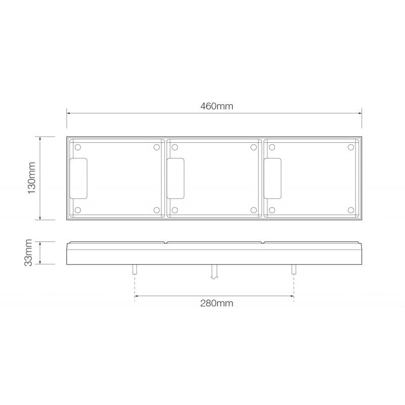 LED Autolamps 460 Series Triple 12/24V LED Rear Combination Light | 460mm | Left/Right | S/T/I w/ Reverse - [460WARM] - Line Drawing