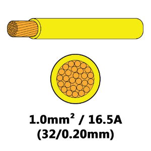 DBG Single Core Thin Wall Automotive Cable | 1.0mm² | 16.5A | Yellow | 100m - [540.4102HT/100Y]