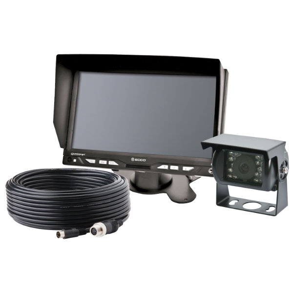 ECCO K7000B CCTV Kit - 7" Monitor 2CH, 1x Camera & 20m Cable CE 12/24V