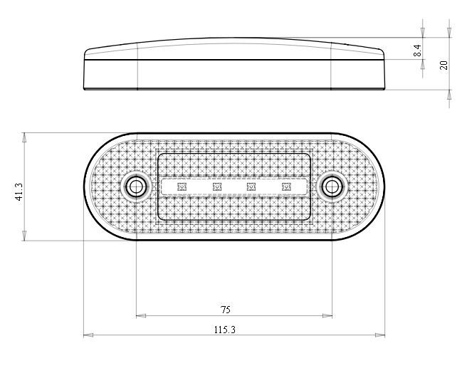 WAS W174 LED Front (White) Marker Light (Reflex) w/ Bracket | 116mm | Fly Lead - [1221] - LD