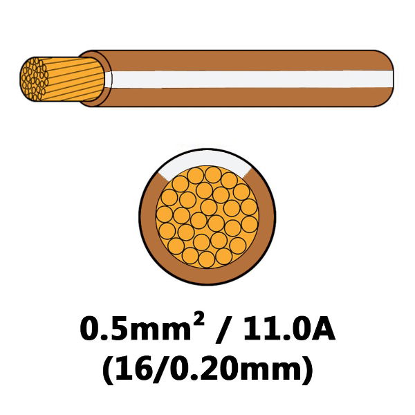 DBG 11A (0.5mm²) BROWN/WHITE Single Core Thin Wall Automotive Cable | 100M - [540.4100HT/100NW]