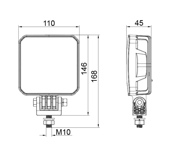 DBG 9-LED Square Work Light | Flood Beam | 3650lm | Fly Lead - [711.056]