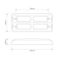 LED Autolamps 200 Series Double 12/24V Slim-line LED Rear Combination Light | 200mm | Black | S/T/I - [200BARME] - Line Drawing