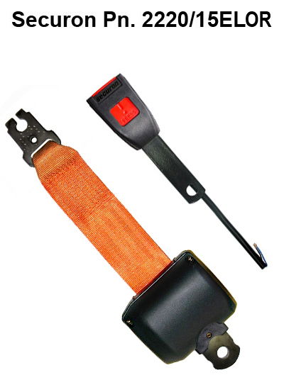 Securon 2220/15ELOR Two Point Fixed Buckle Hi-Vis Orange Black Retracting Lap Belt with Micro Switch