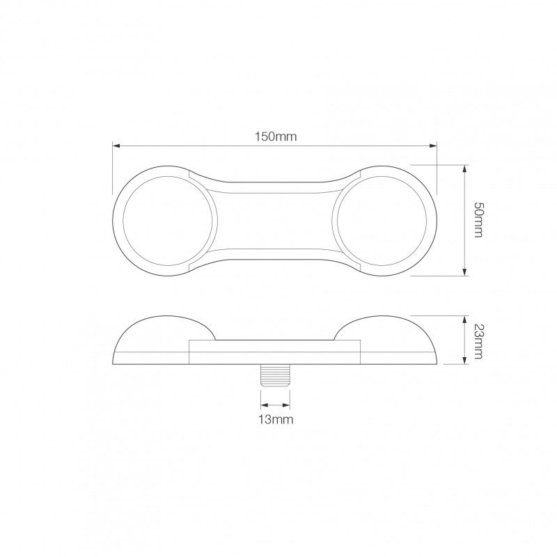 LED Autolamps DogBone Series 12V LED Rear Combination Light w/ Reflex | 150mm | S/T/I w/ Reverse - [DB] - Line Drawing