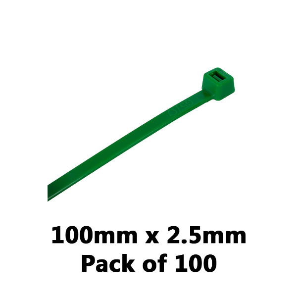 DBG 460.8104/100G GREEN 100x2.5mm Nylon Cable Ties - Pack of 100