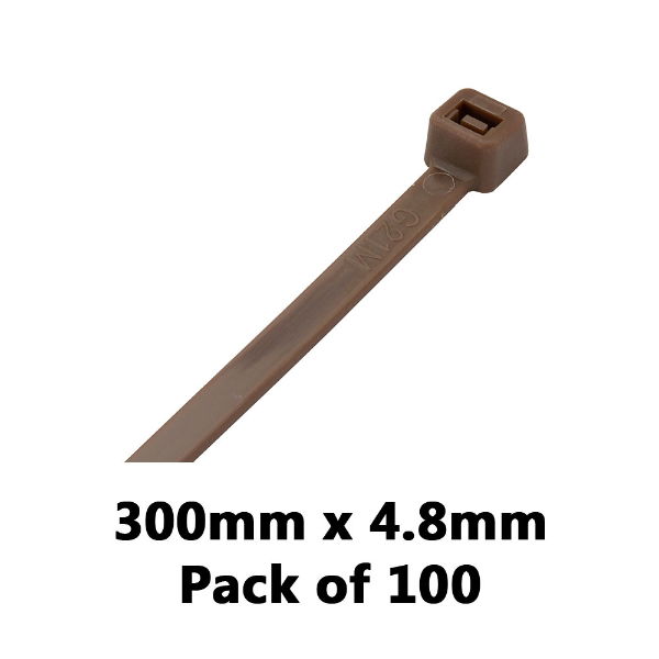 DBG 460.8112/100N BROWN 300x4.8mm Nylon Cable Ties - Pack of 100