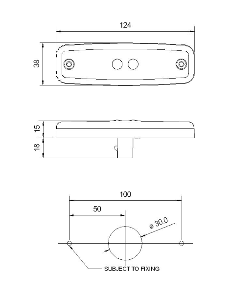 Rubbolite M890 Series LED Side (Amber) Marker Light (Reflex) w/ Bracket | 124mm | Superseal | Pack of 1 - [890/23/08]
