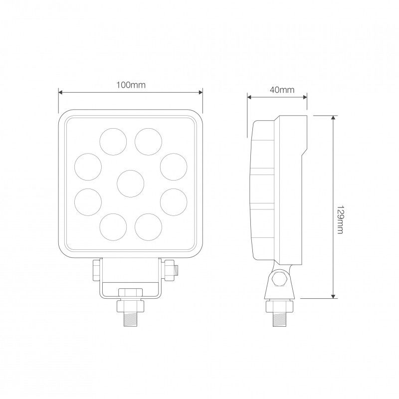 LED Autolamps 10015 Square 9-LED 1210lm Reverse/Work Flood Light 12/24V - 10015BM