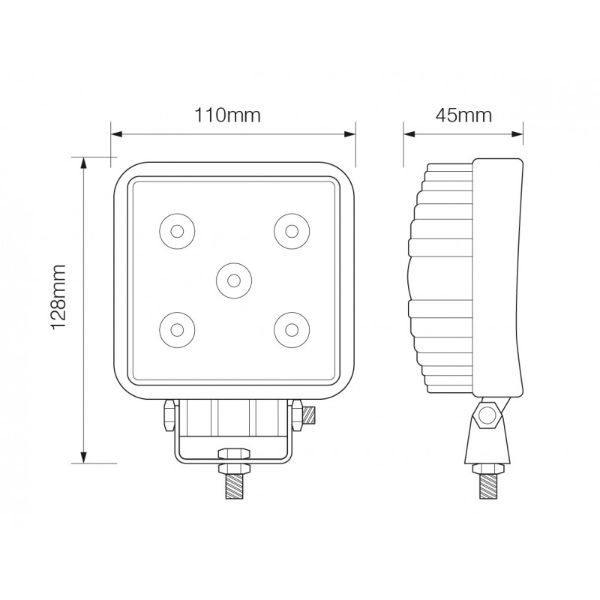 LED Autolamps 11015 Square 5-LED 756lm Work Flood Light 12/24V - 11015BM