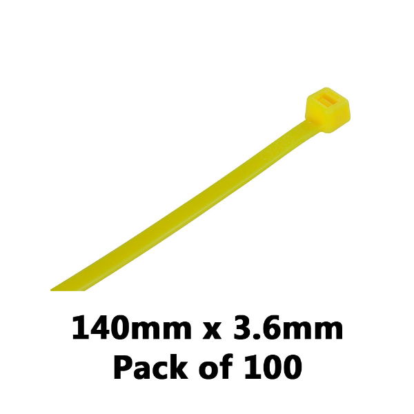 DBG 460.8105N/100Y YELLOW 140x3.6mm Nylon Cable Ties - Pack of 100